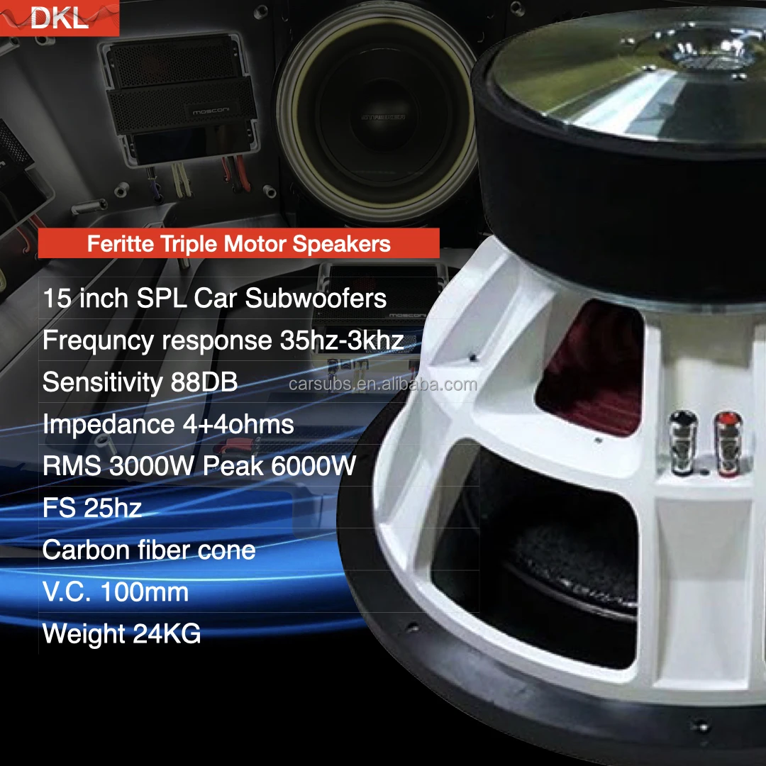 سيارة SPL مضخم الصوت المتكلم 15 بوصة المنافسة الفرعية RMS 3000 واط قوي لكمة باس المتكلم 15 "6000 واط الذروة SPL مضخم صوت السيارة
