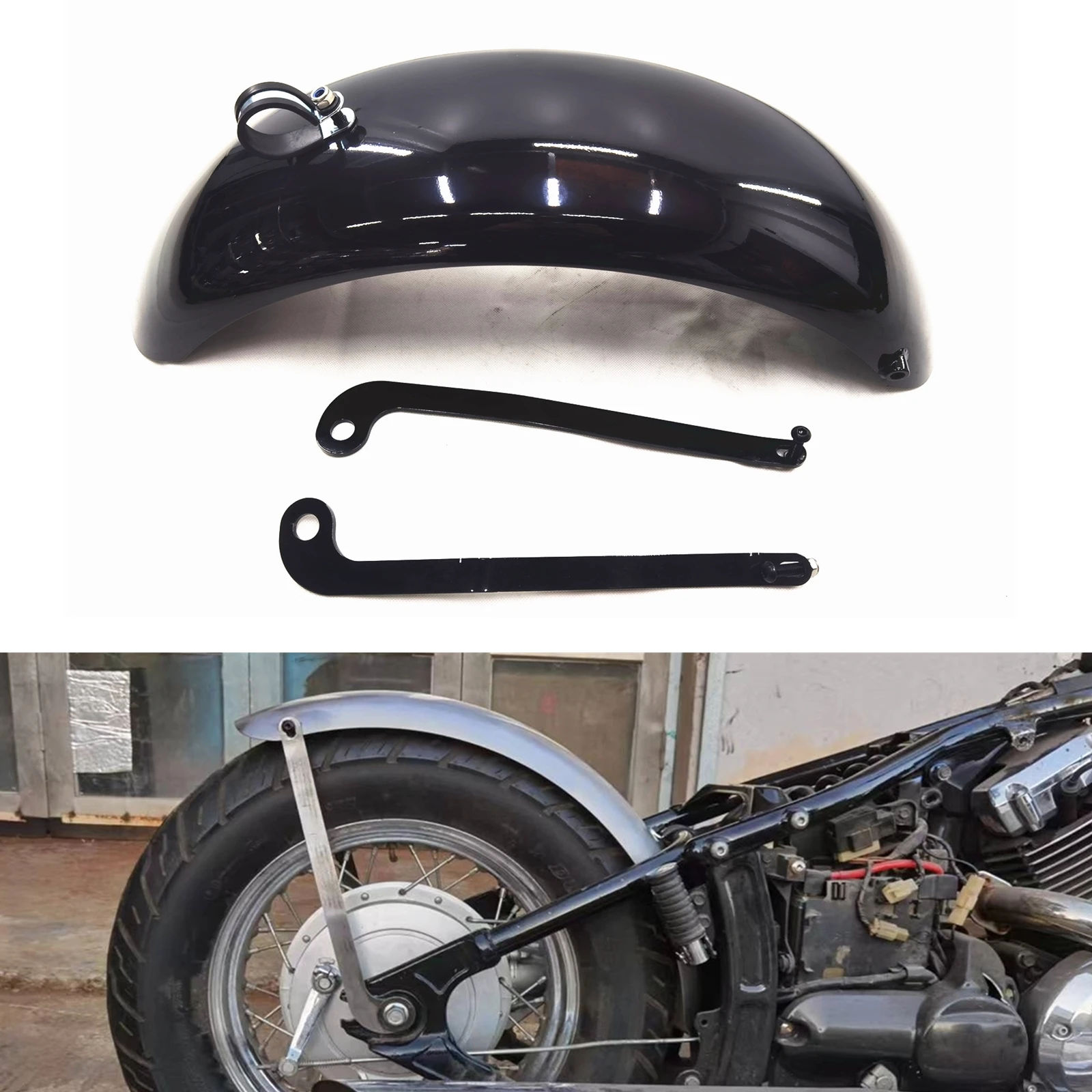 

Motorcycle Rear Fender Plate Mudguard w/ Bracket For YAMAHA DRAGSTAR DS V-Star 400 650 XVS400 XVS650