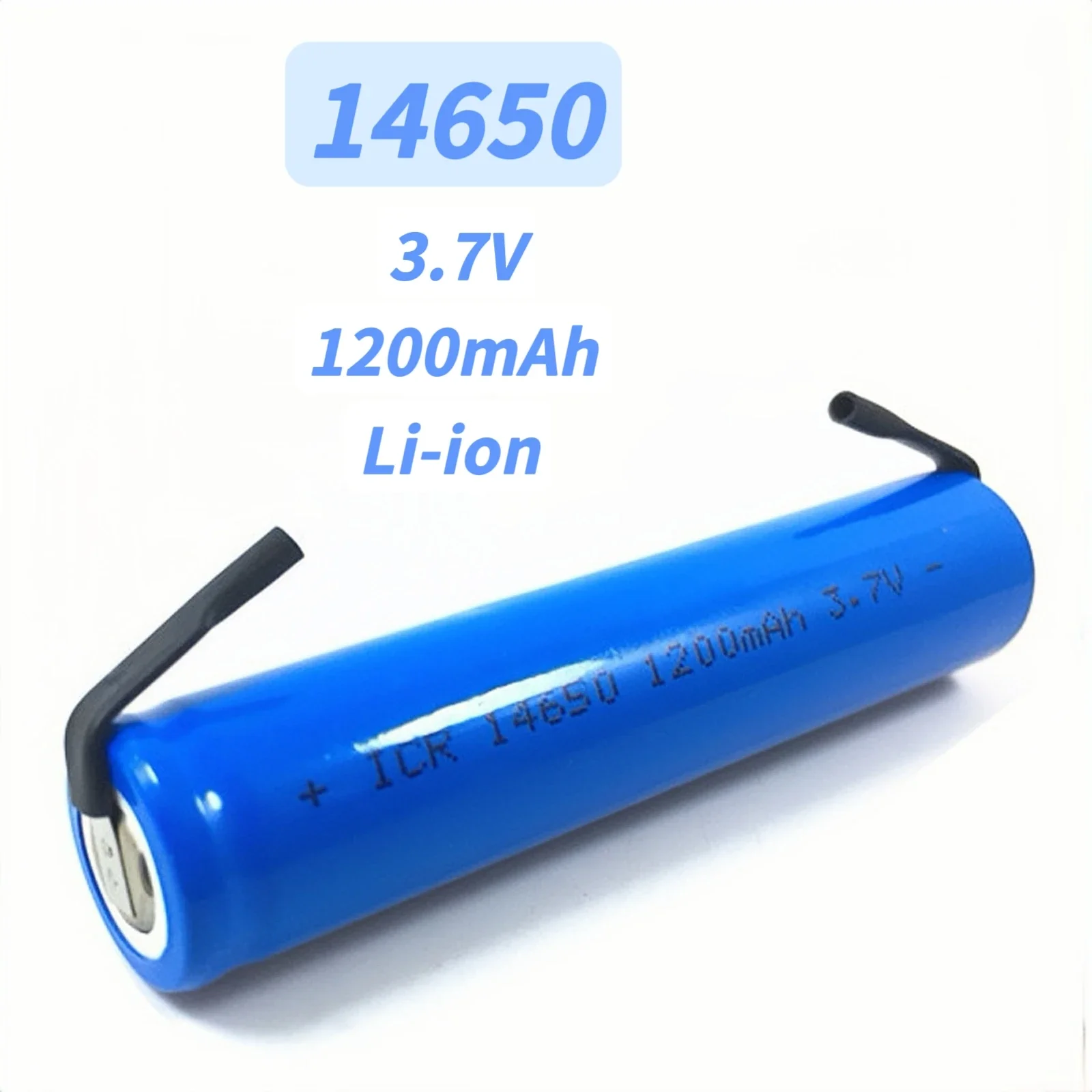 14650 battery 3.7V 1200mAh Rechargeable lithium battery with solder tabs  for Speaker Flashlight Cordless screwdriver Smartwatch