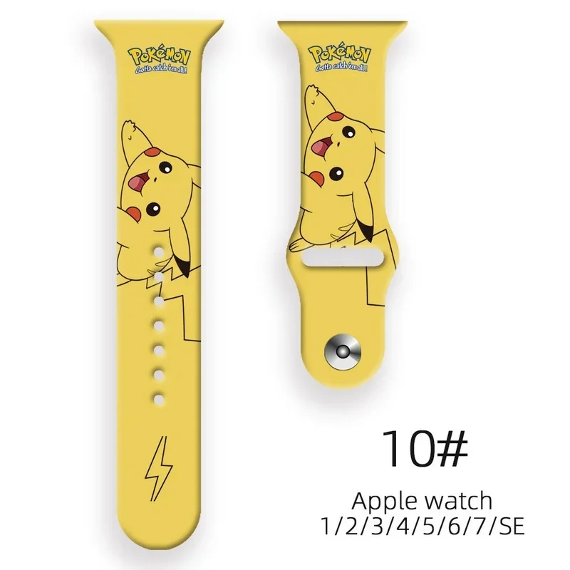 Pokemon Pikachu Anime New Strap for Apple Watch Band 45mm 44mm 41mm 38mm 42mm 40mm Bracelet for IWatch 7 6 5 4 Cartoon Watchband