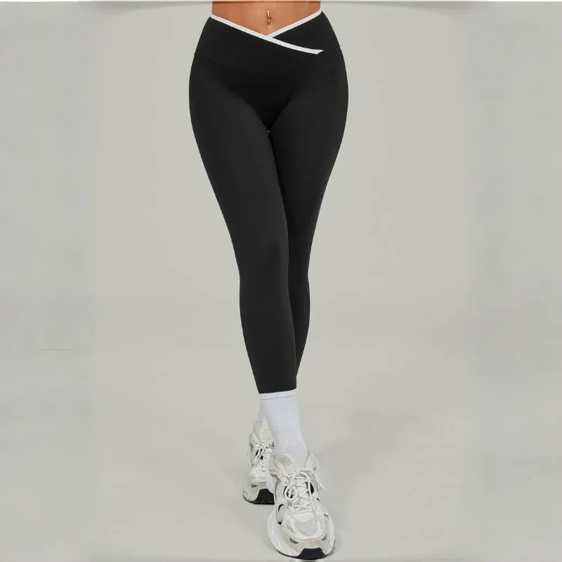 سراويل اليوغا النسائية عارية التجفيف السريع الورك رفع عالية الخصر السراويل الرياضية المتقاطعة في الهواء الطلق عارضة اللياقة البدنية تشغيل السراويل #1