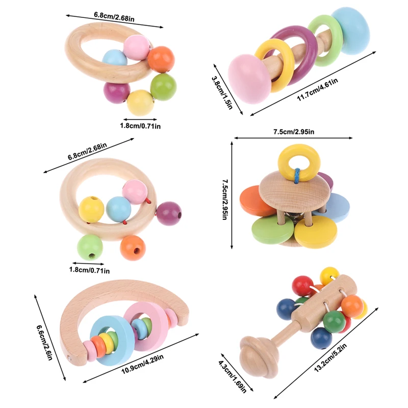Baby Handheld Ringing Instrument Toy Wooden Musical Instruments Toy Baby Rattle Early Education Toys Griping Practice Toys