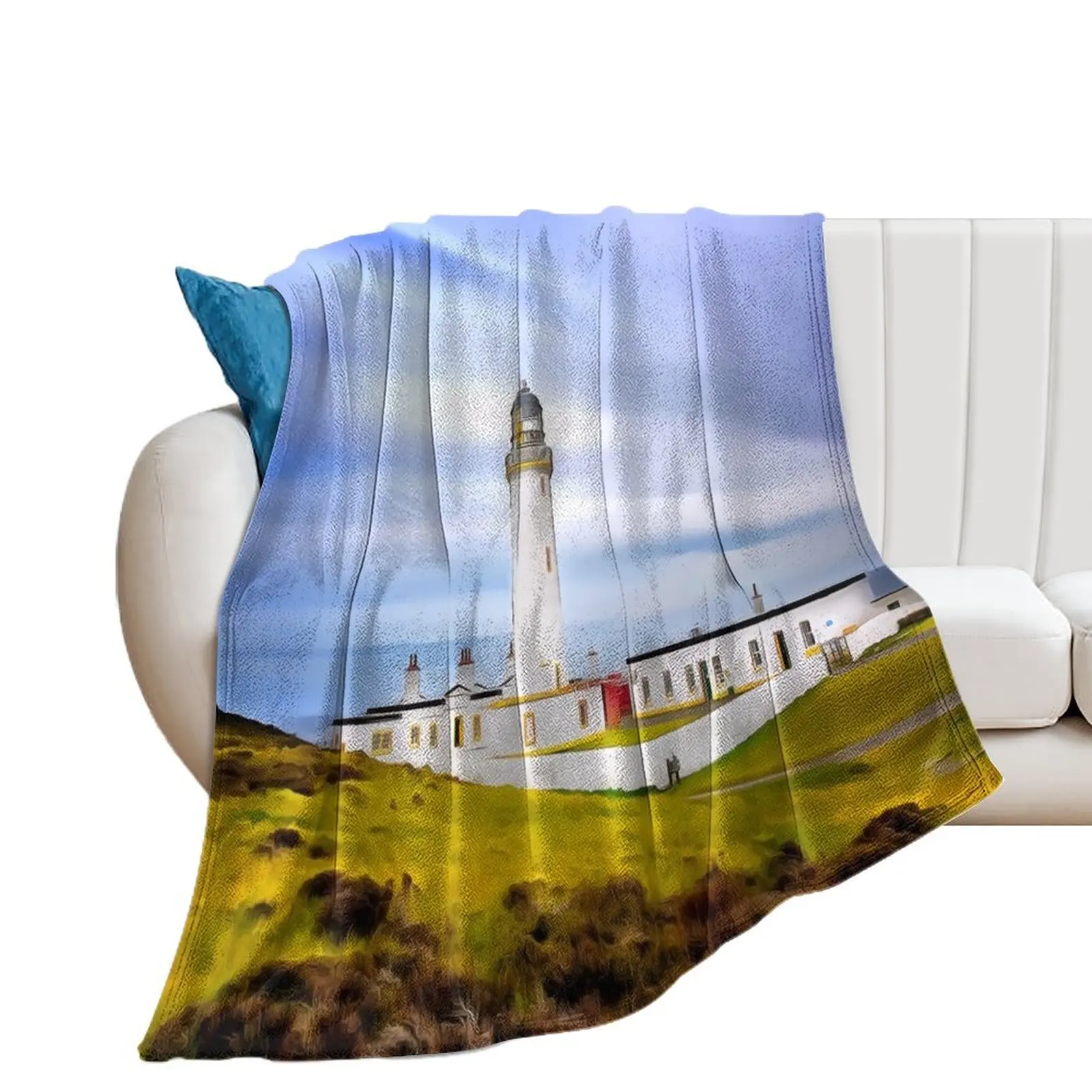 Mull of Galloway Lighthouse (Painting) Throw Blanket for babies warm winter Blankets