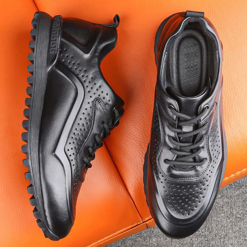 Genuine Leather Shoes Men Athletic Cowhide Sneaker Travel Sports Walking Summer Breathable Hollow Out Hole Outdoor Hiking 2024