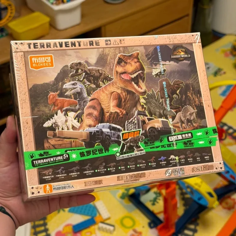 Blokees Nature Collection Jurassic World Dinosaur Blocks - Bouwset met T-Rex & Velociraptor Movie-nauwkeurig model speelgoedcadeau