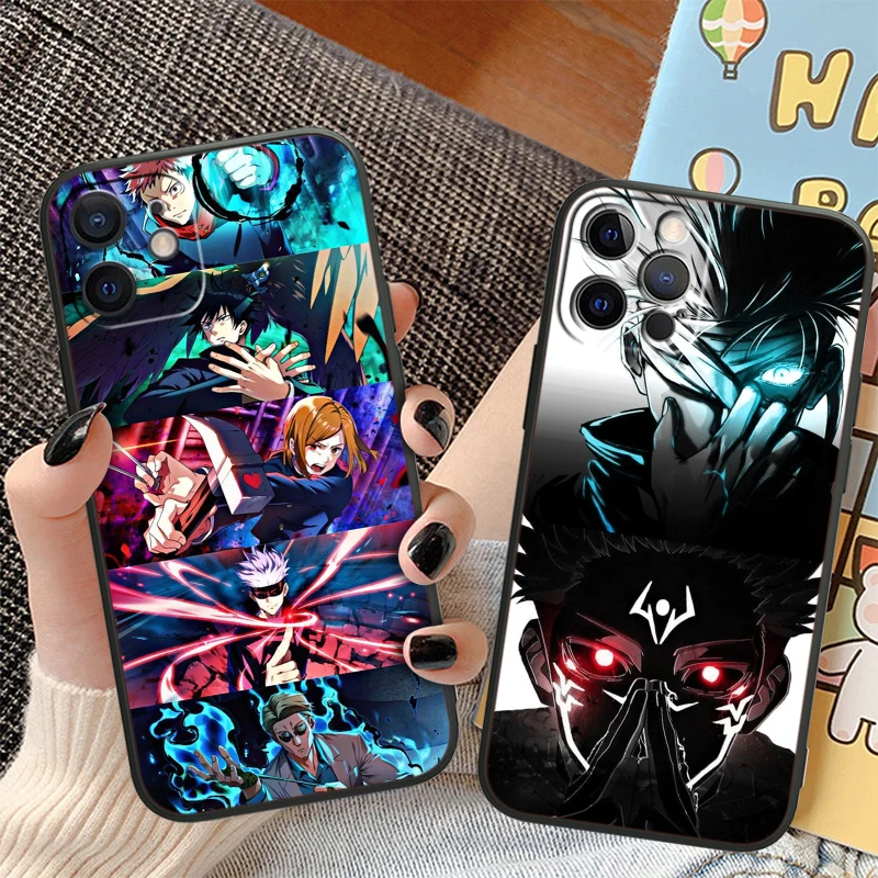 Anime Jujutsu Kaisen For Apple iPhone 15 14 13 12 Mini 11 XS XR X 8 7 Pro Max Plus Soft Silicone Black Phone Case