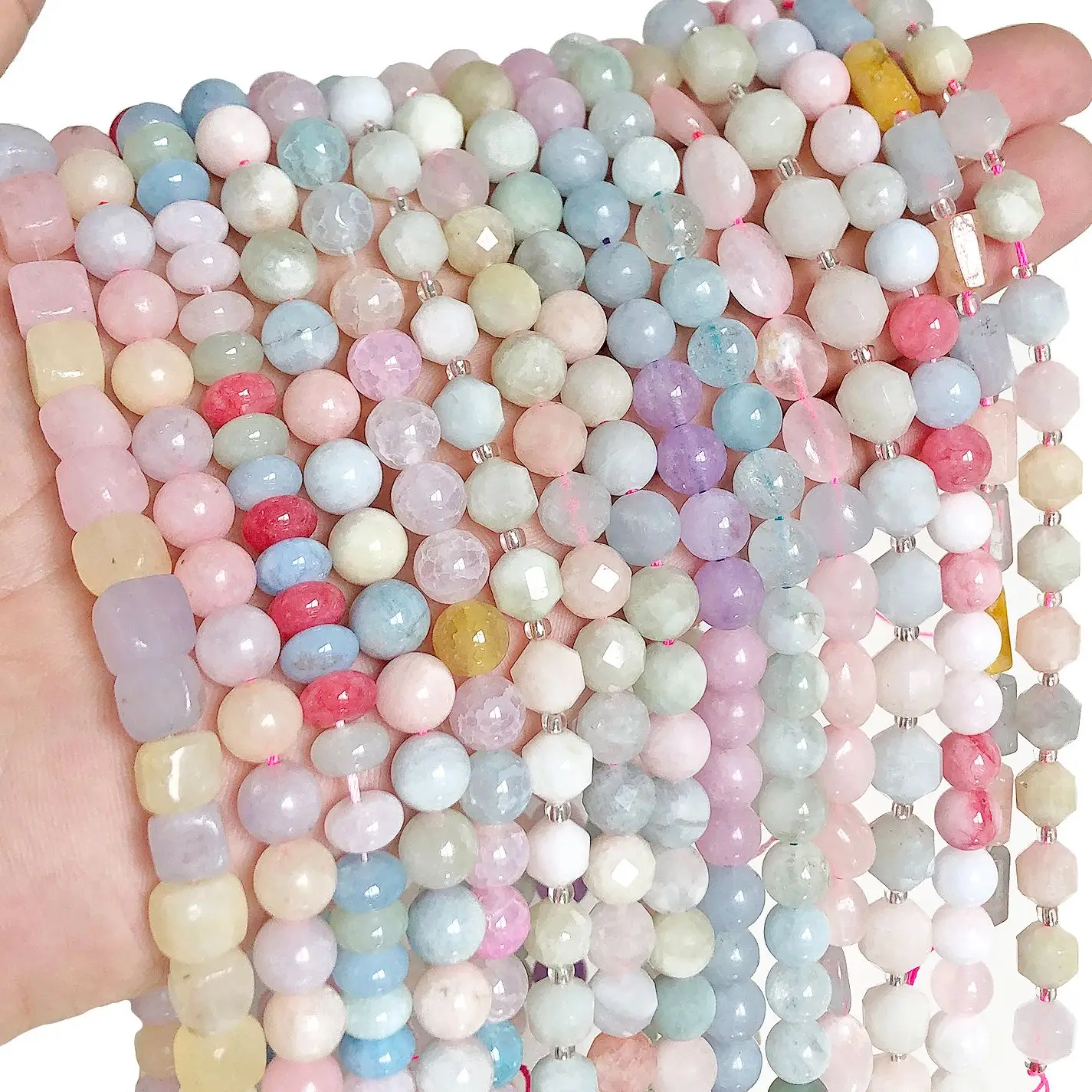 Natural Colorful Morganite Stone Beads Round Rondelle Loose Spacer Gemstone Beads For Jewelry Making DIY Bracelet Necklace 15''