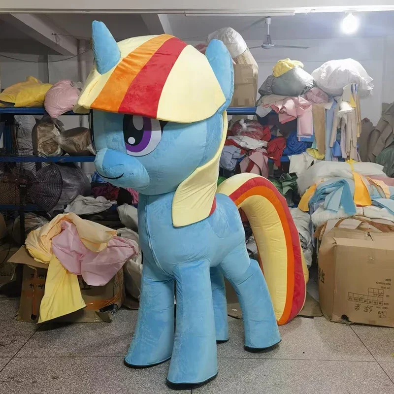 Aufblasbares Einhorn-Kostüm, Pferdemaskottchen-Kostüm, Parade-Qualität, Geburtstage für Erwachsene, Tier-Halloween-Party, keine Batterie