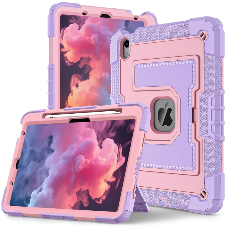

Rugged Stand Case For iPad A16 11th 2025 10th 10.9 2022 10.2 7th 8th 9th Air 4 5 6 M2 M3 Mini 6 7 Pc Silicone Anti-Slip Cover
