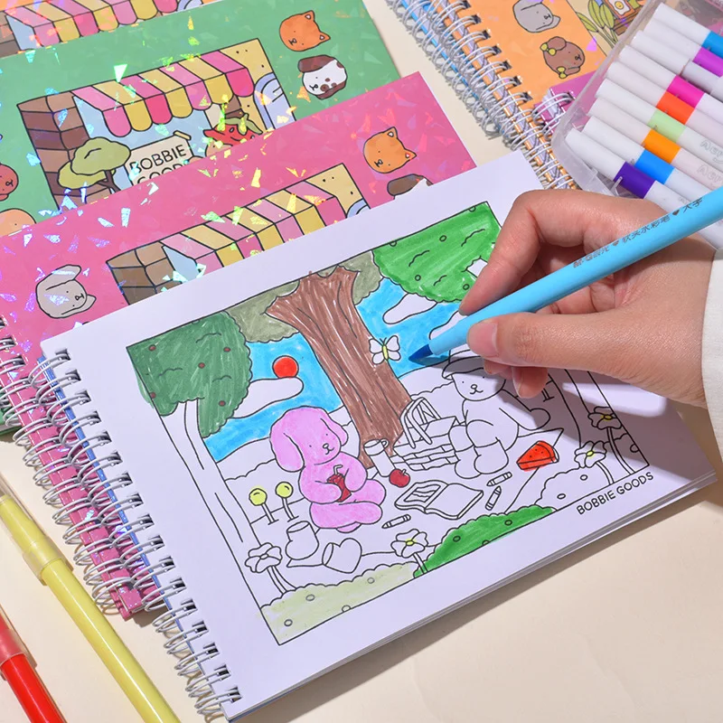 كتاب تلوين بوجز للبالغين والمراهقين، كتاب رسم مريح لتخفيف التوتر، مجموعة هدايا عيد الميلاد للأطفال والقرطاسية للطلاب