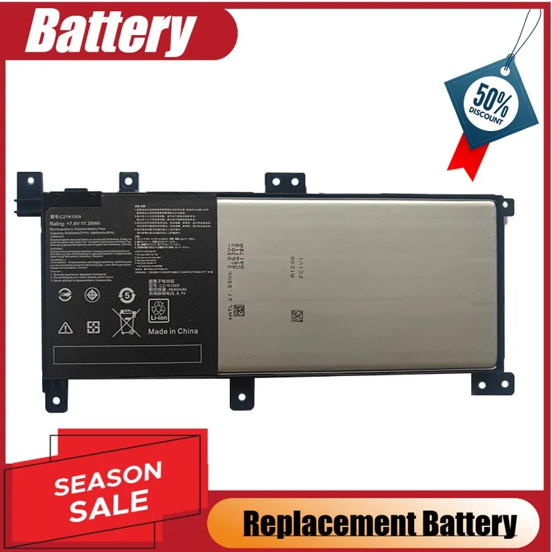 

Laptop Battery C21N1509 7.6V 4700mAh for ASUS X556UF X556UJ X556UQ X556U X556UA X556UB X556UV A556U F556UA K556UA High Quality