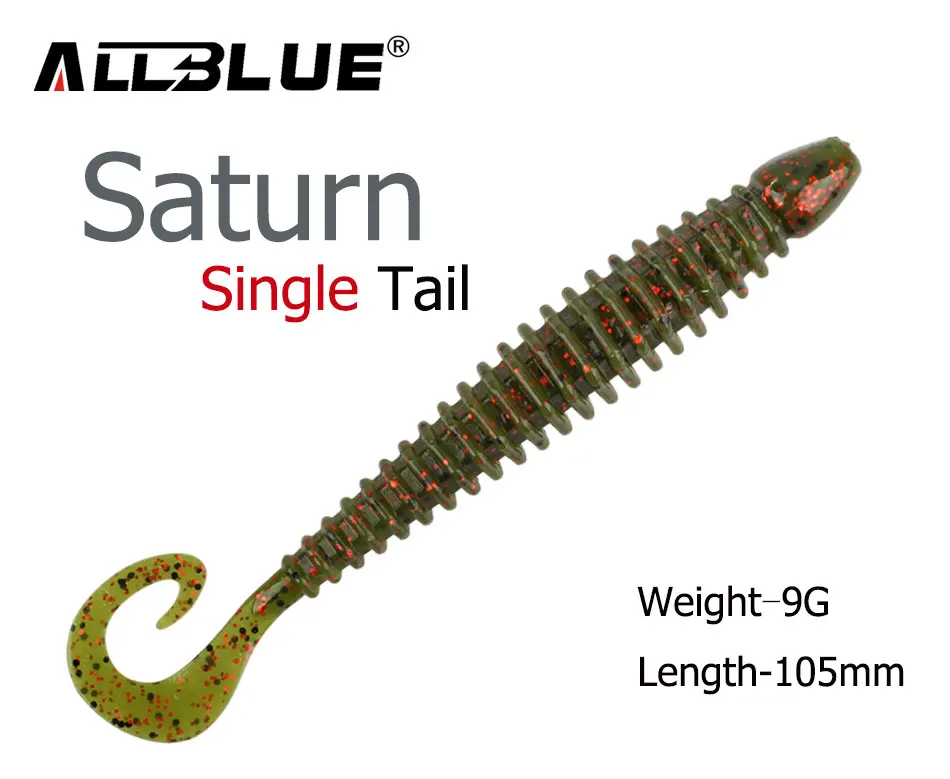ALLBLUE Saturn 105mm 9g Weicher Köder Einzelschwanz-Wurm 6 Stück/Set Silikon Kunstköder Bass Swimbait Hecht-Angelzubehör – Detail 1