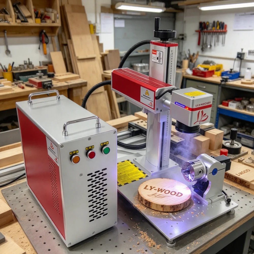DAVI Co2 Laser Marking Machine 30W 40W 60W Wood Engraving Engraver Marking For Non-metallic Materials With D80 Rotary Axis