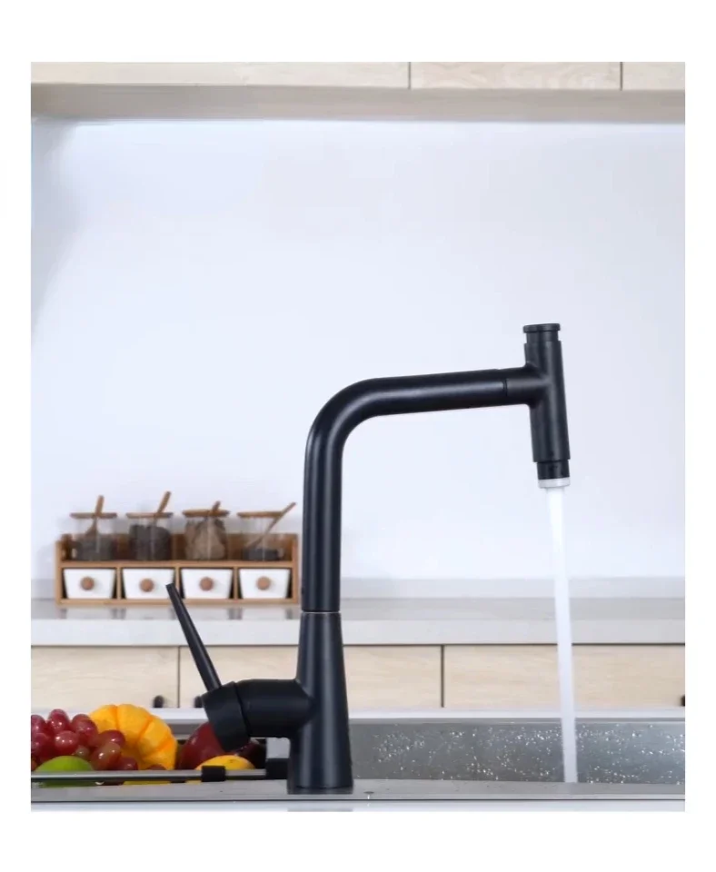 New Arrival Single Handle Automatic Pull Down Kitchen Tap Mixer Brass Materials Black Brushed Touch Sensor 3 Mode Kitchen Faucet