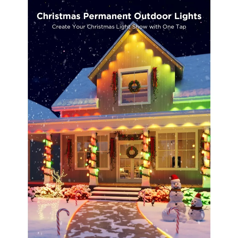 Permanent Outdoor Lights, Smart RGBIC Outdoor Lights with 75 Scene Modes, 150ft with 108 LED Christmas Lights, White