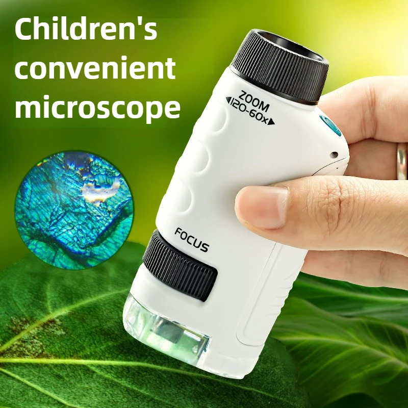 Laboratory Miniature Pocket Microscope Child Microscopio 60-120x Digital Children's Electron Microscope Portable Electronic Kids