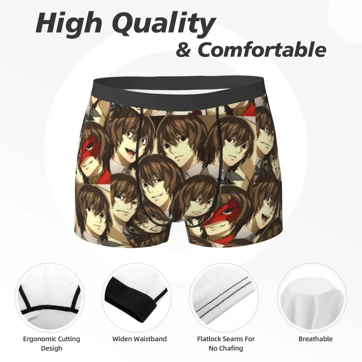 Boxer Underpants Shorts Many Faces Of Goro Akechi Panties Men\'s Soft Underwear for Homme Man Boyfriend Gifts