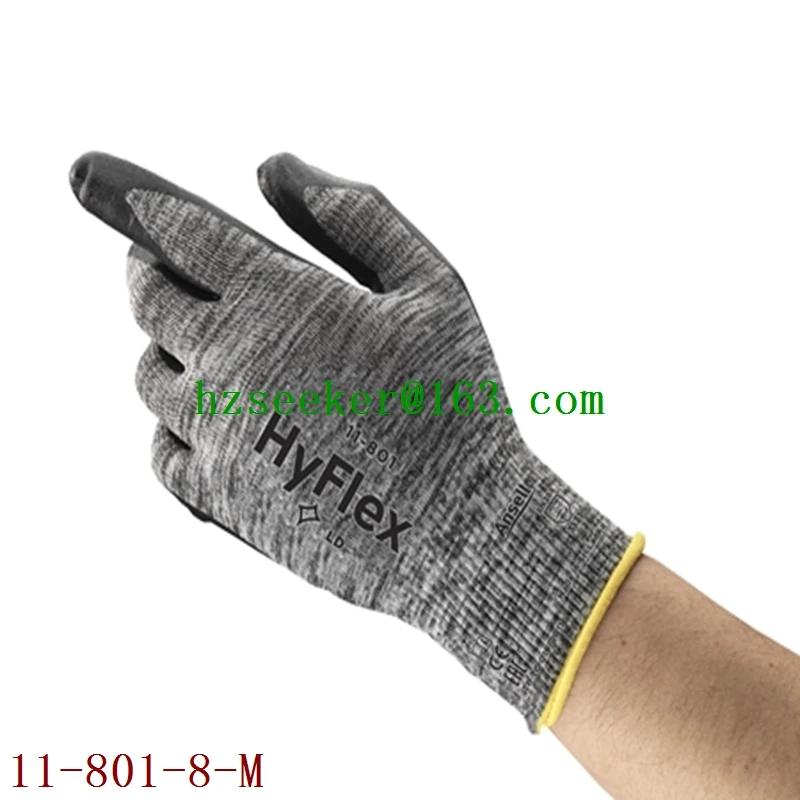 Ansell HYFLEX® 11-801(1 pair)safety gloves dark liner breathable nitrile coating  ZONZ™ Comfort Fit Technology