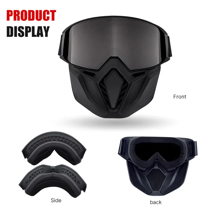 Gogle kolarskie wiatroszczelna z maską na usta ochrona UV jazda motocyklem okulary maski Motocross motocykl kask gogle maska