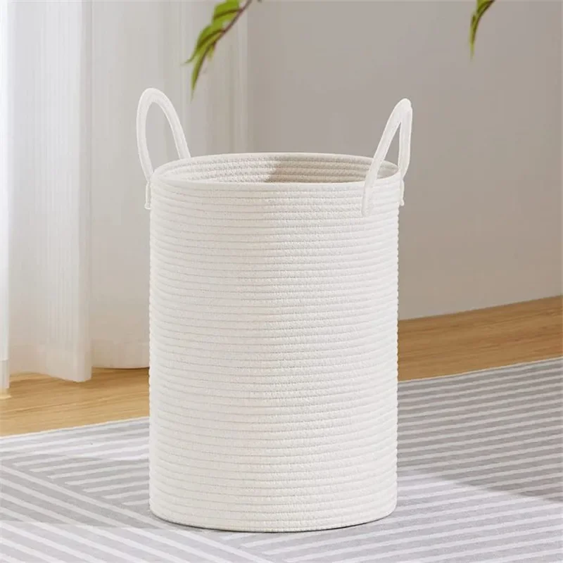 Strong Laundry Basket, Cotton Rope Storage Basket, Dirty Clothes Bucket, Household Goods Kids Toys Sundries Woven Basket