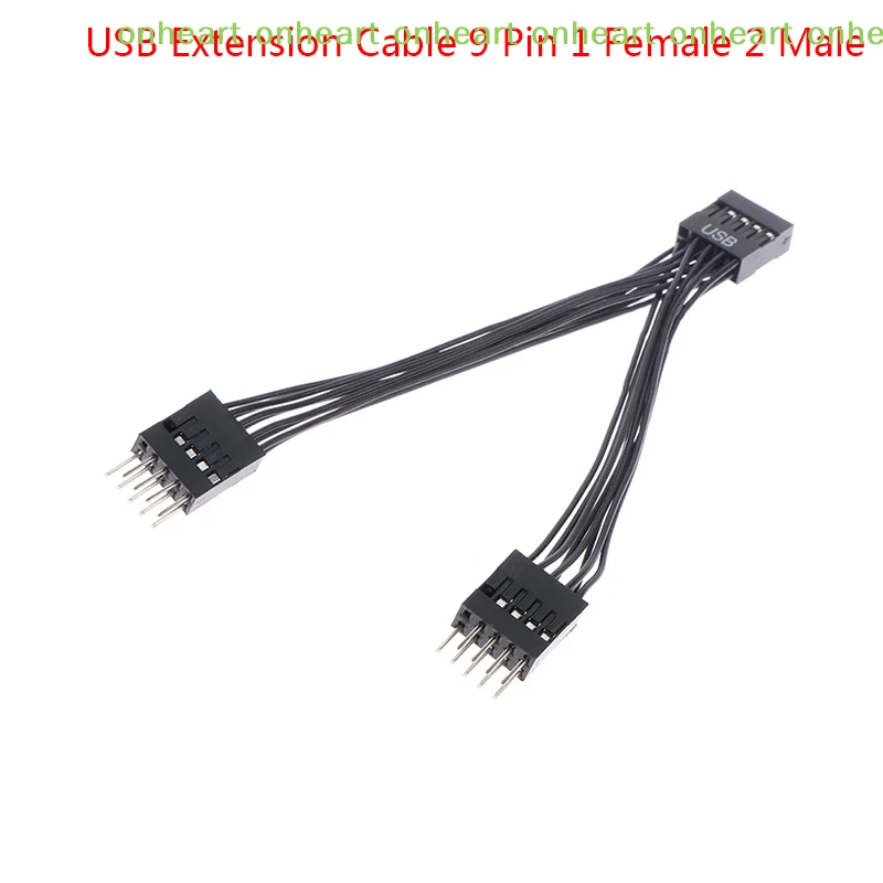 [C]1Pc Computer Motherboard USB Extension Cable 9 Pin 1 Female To 2 Male Y Splitter Audio HD Extension Cable For PC DIY 10cm