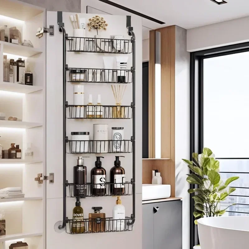Rear Storage Rack Perforated Free Hanging Basket Multifunctional Storage Basket Bathroom Storage Rack Entrance Door Multi-layer