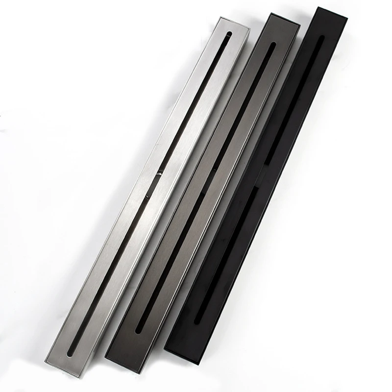 60cm or 80cm 304 stainless steel shower black or gray or nickel floor drain long Linear drainage drain for hotel bathroom