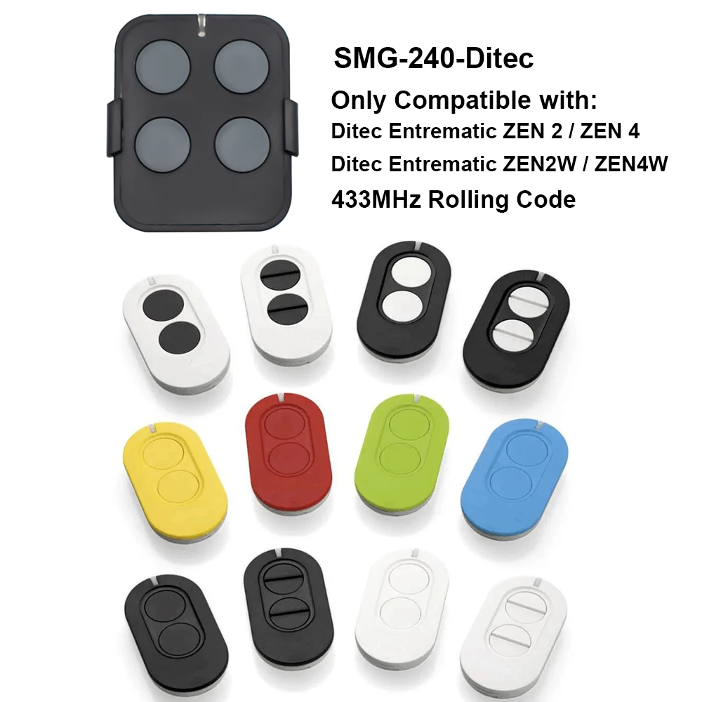 Imagem -05 - Ditec-controle Remoto para Porta de Garagem Transmissor de Código de Rolamento Zen Zen4 Zen2w Zen4w Gol4 Bixlg4 Bixlp2 Bixls2 433mhz