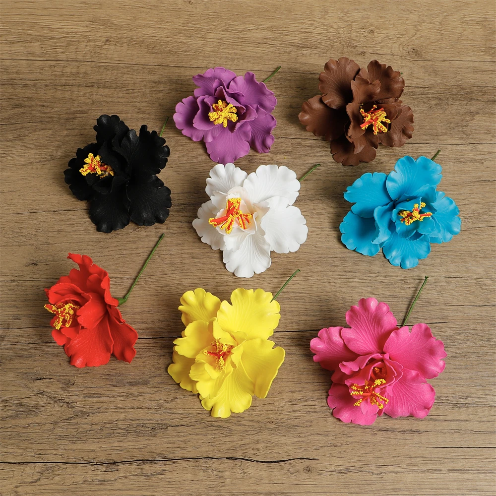 12CM Multi Layers Hibiscus Flower Tahitian Gardenia Hawaiian Island Style Tropical Hula Flowers Wedding Hair Pick 10pcs/set