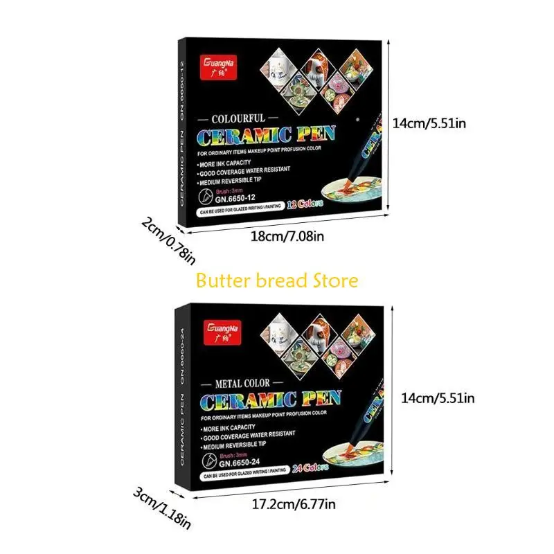 مجموعة أقلام طلاء الأكريليك W89C مكونة من 24 أو 12 لونًا قلم تحديد للرسم على زجاج السيراميك #6