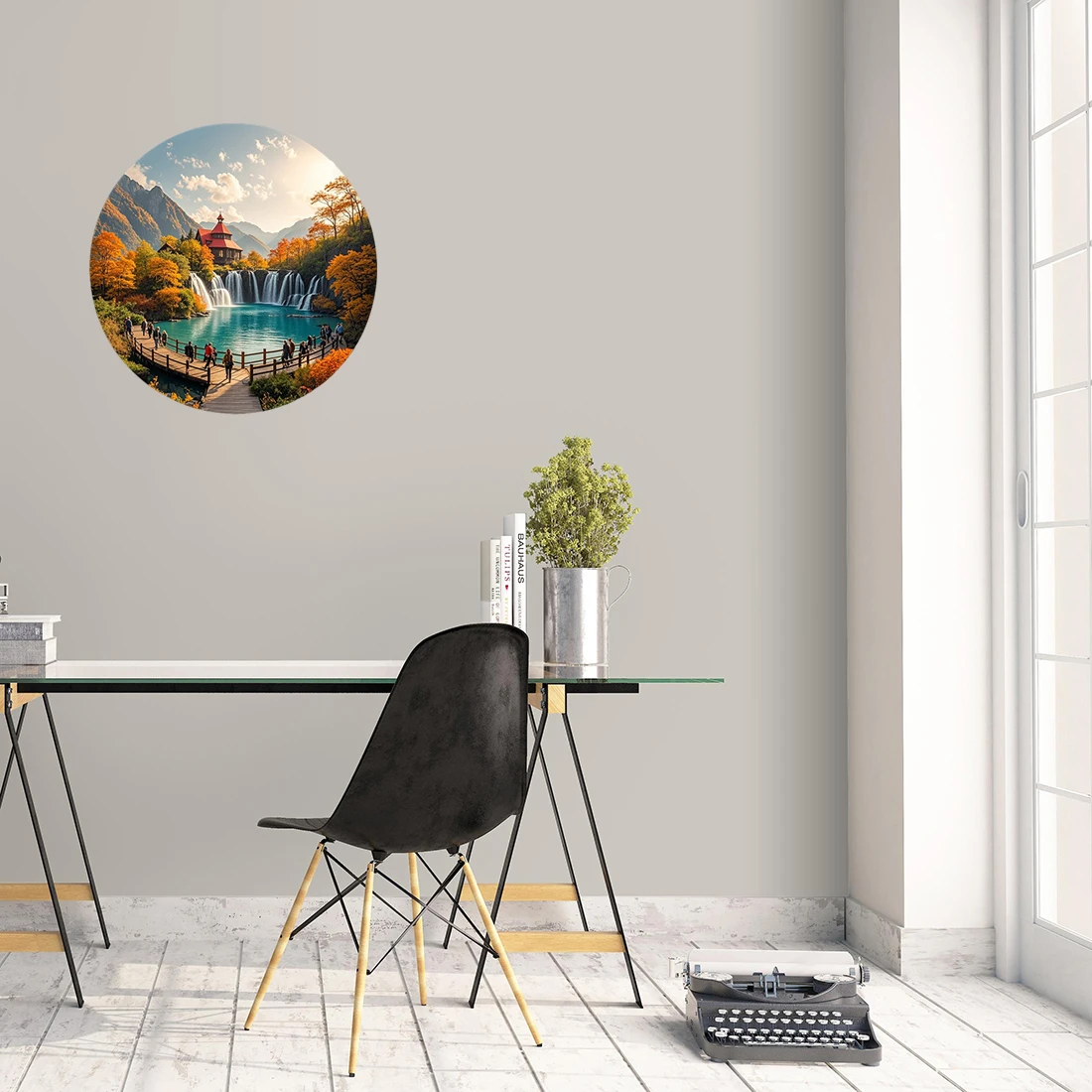 Three Ratels CEE77 Beautiful Oriental Classical Landscape Art Wall Stickers for Home Decoration