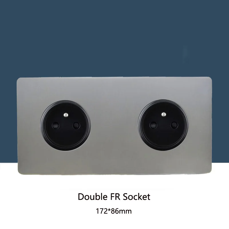 Wall Stainless Steel Brushed Matte Silver Retro Industrial Style 86 Type Metal Toggle Switch Socket Panel