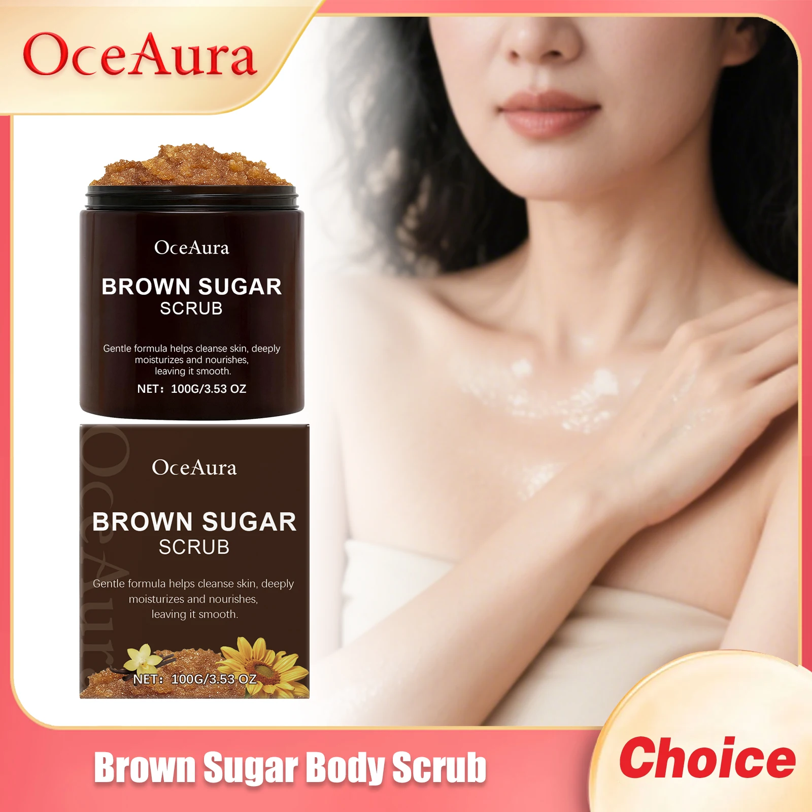 

OCEAURA Brown Sugar Body Scrub Clean Skin Exfoliate Nourish Epidermis Improve Roughness Brightening Shrink Pores Body Care Scrub