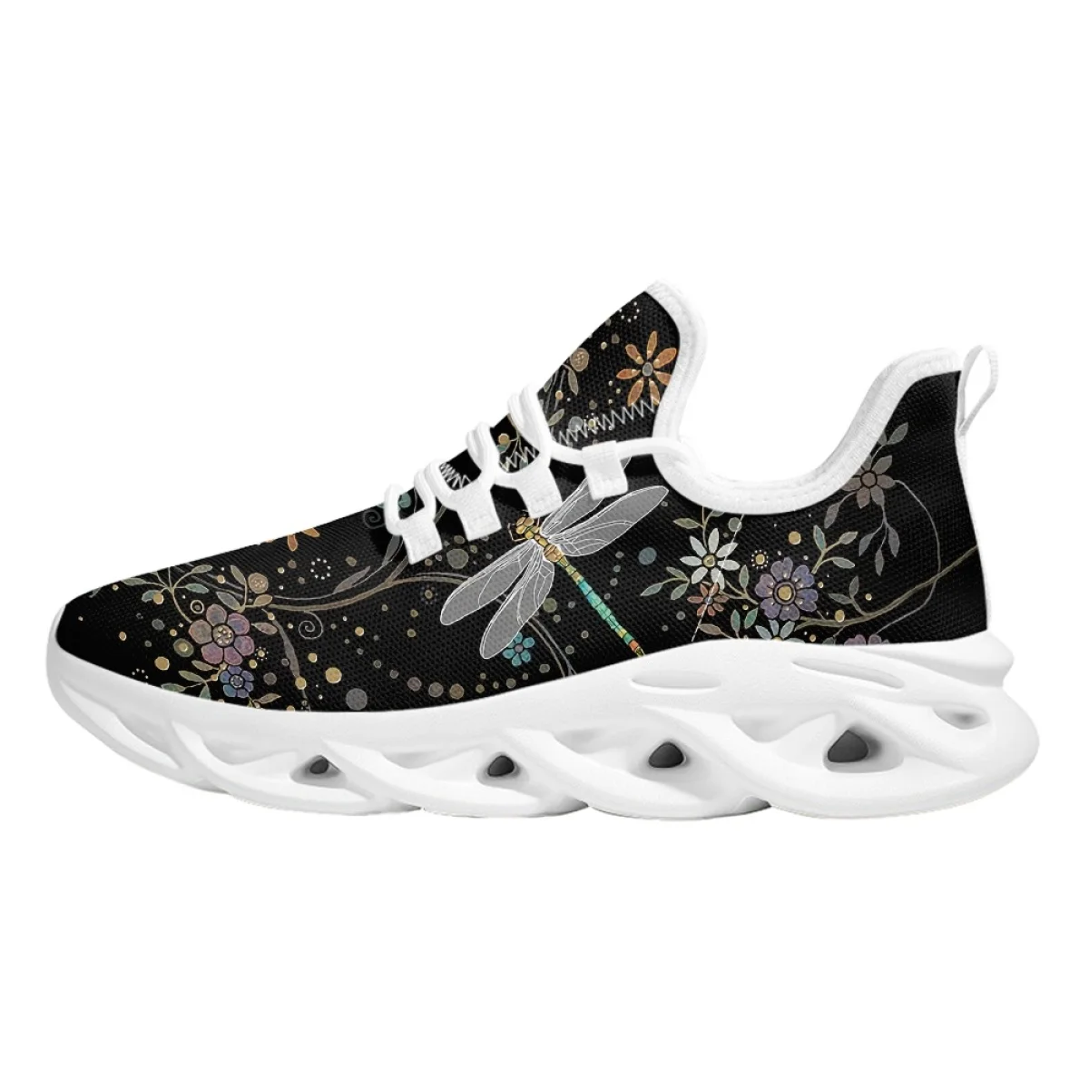 2023 Fashion Dragonfly Print Round Toe Flats for Female Light Casual Shoes Soft Sole Breathable Wear-Resistant Spring Footwear