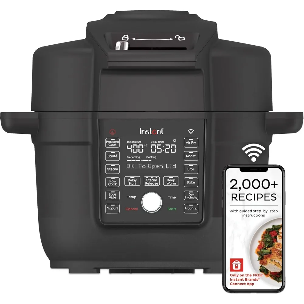 6.5 Quart 13-in-1 Air Fryer and Pressure Cooker Combo,  Ultimate Lid with WIFI,