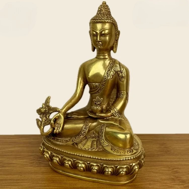 21cm Copper Statue Tibetan Buddhis Amitabha Bronze Shakyamuni Buddha Statue