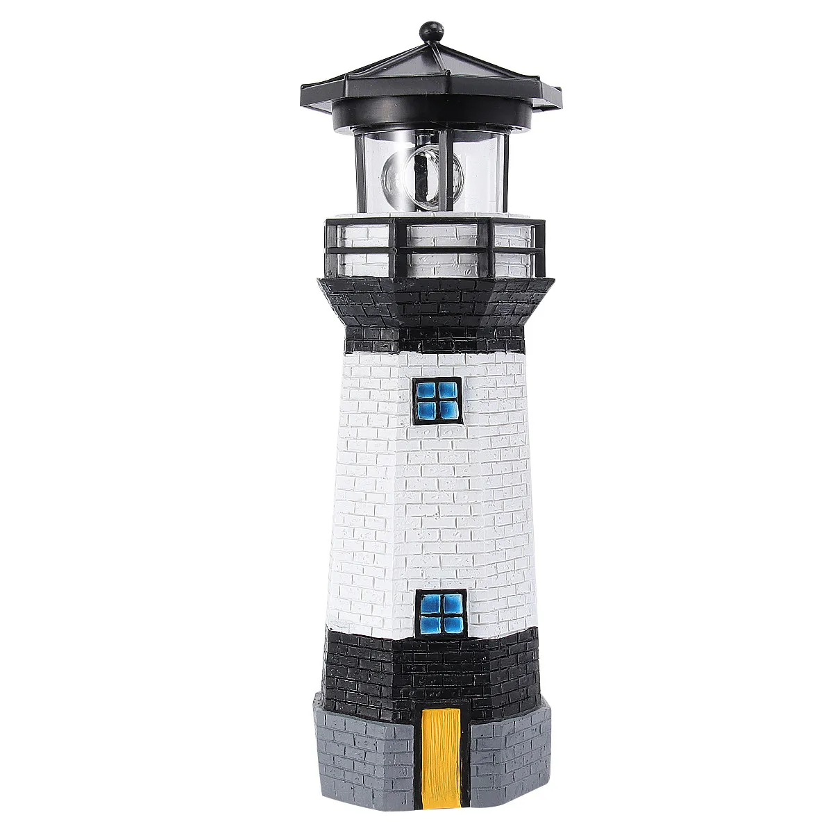 

1Pcs Solar Rotary Lighthouse Landscape Lamp Resin LED Outdoor Garden Decorative Light Black White for Lawn Walkway Patio Yard