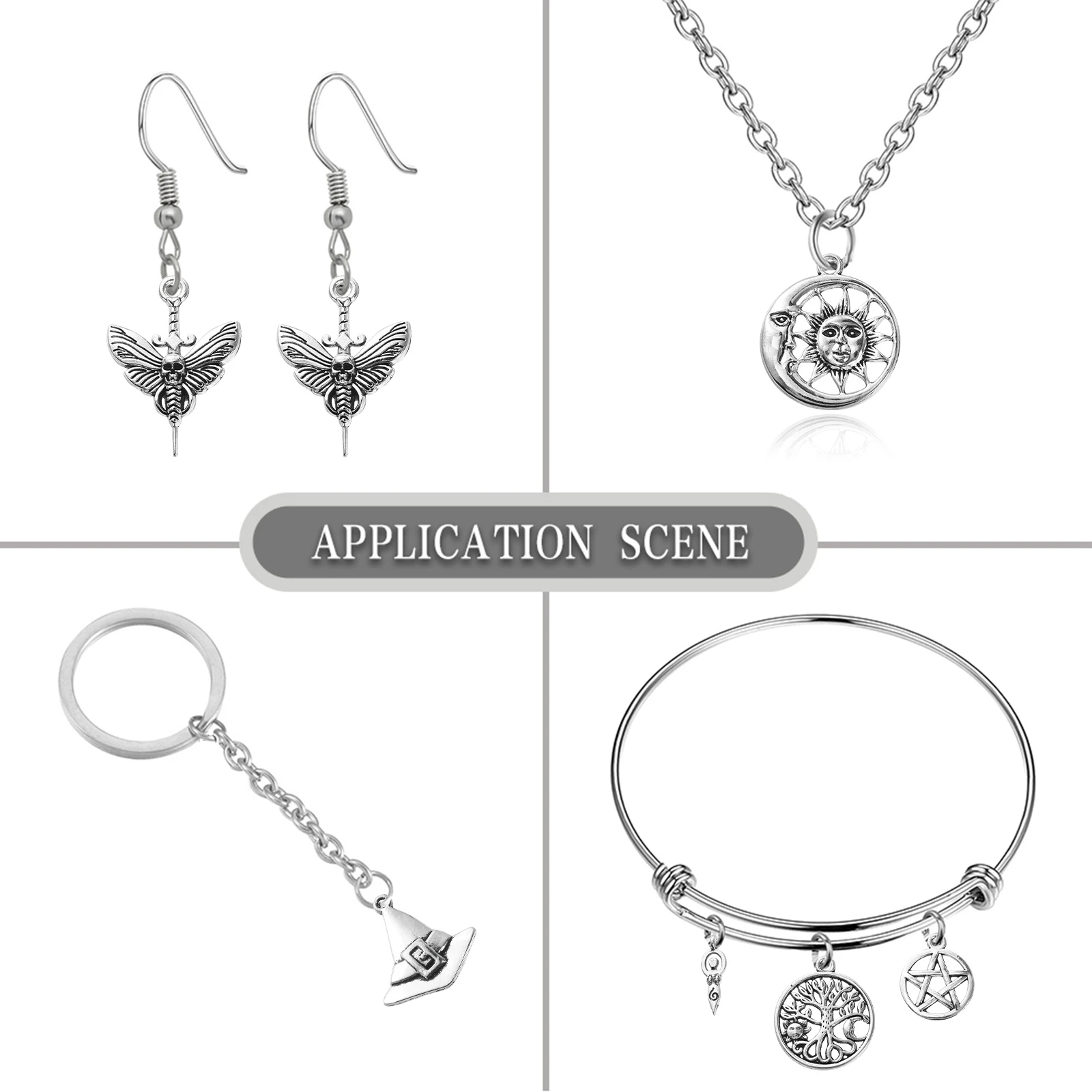 Pandahall 100Pcs 10 Styles Tibetan Religious Charms Wizardry Worshippers Theme Charms Tarot Card Charms for Jewelry Making DIY