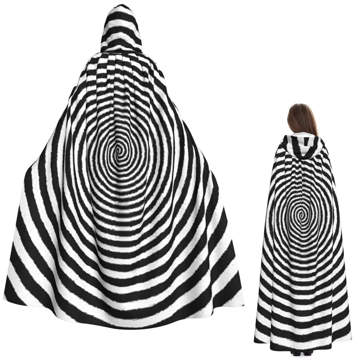 مخدر دوامة طويلة مقنعين عباءة الساحرة القرون الوسطى زي تأثيري كيب هالوين معطف الكبار للجنسين