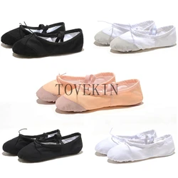 Girls Canvas Ballets Flat Dance Ballet Slippers Adult Women Dance Shoes Kids Classic Split Sole Soft Leather