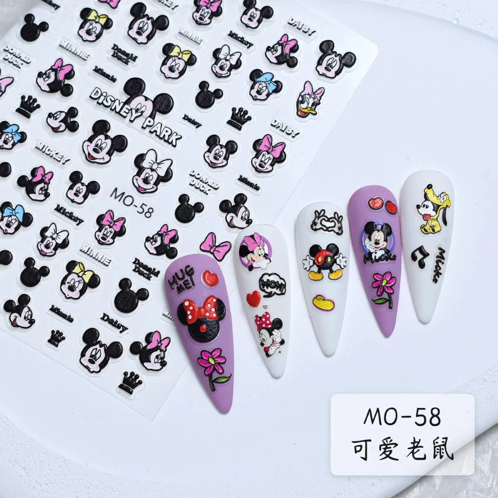 1 foglio topolino Disney New 5D Relief Nail Art Stickers decalcomanie per unghie per Manicure fashion Design accessori felici fai da te