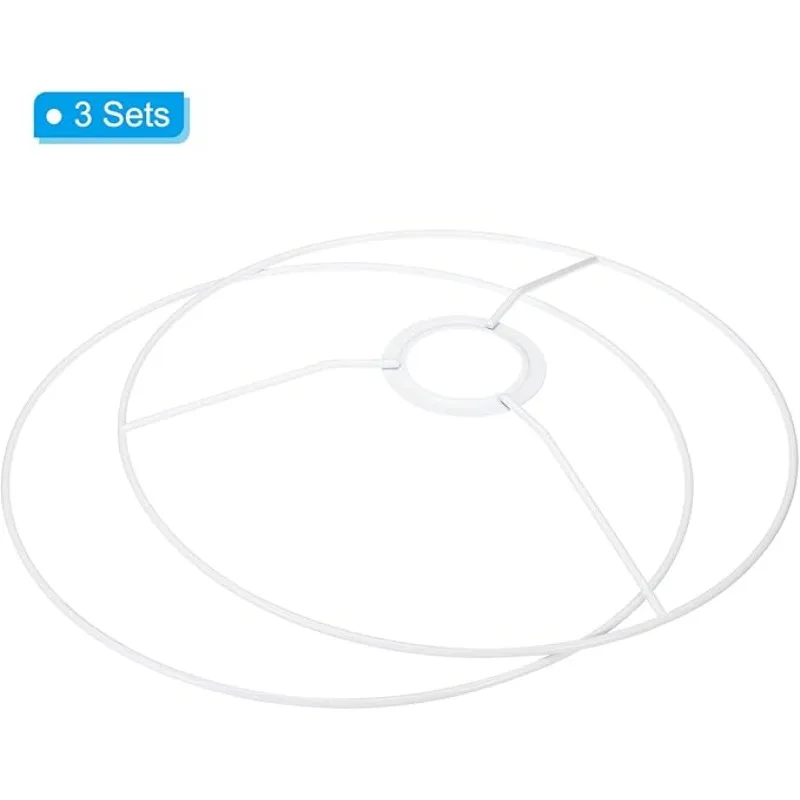 E26 E27 Lamp Shade Ring Frame with European Fitter, 3 Pack Lampshade Holder Wire Frame DIY Drum Ring for Table Floor Lamp White