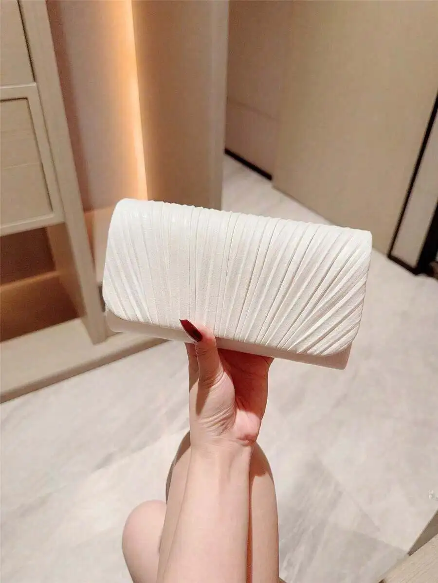 

Elegant Pleated Clutch Bag For Evening Party Wedding Dinner