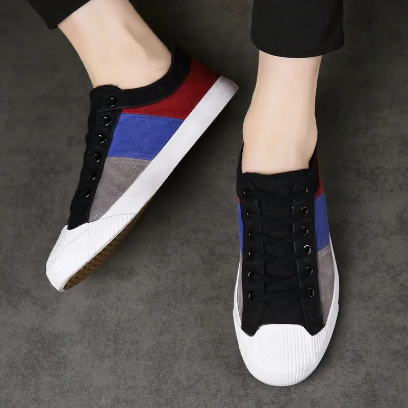 Mixed Colors Canvas Shoes Men Fashion Sneakers Breathable Men\'s Shoes Casual Flats Lace-up Man Vulcanized Shoes Tenis Masculino