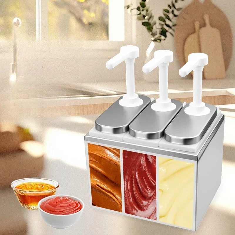 Commercial warm juice pump quantitative hand pressure stainless steel cheese insulation bucket sauce pump