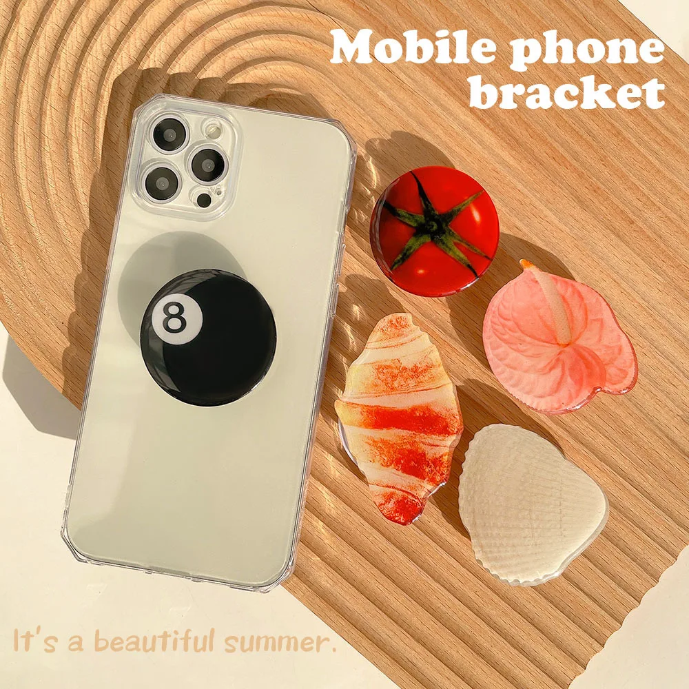 Coque de Croissant de tomate, Simulation coréenne mignonne, poignée de téléphone pliable, support Griptok pour iPhone Samsung, accessoires de téléphone universels