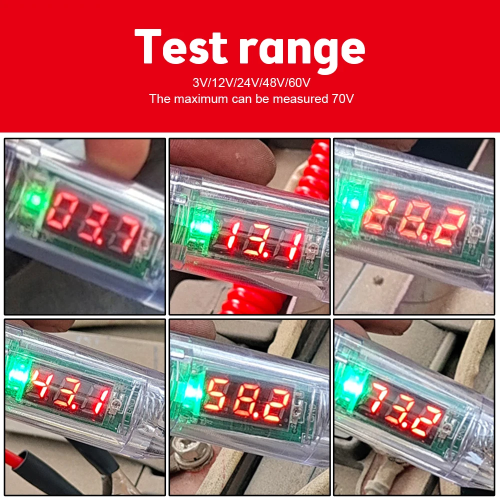 Tester del circuito di tensione del camion dell\'automobile 3V 5V Display digitale penna a sonda lunga lampadina strumenti diagnostici