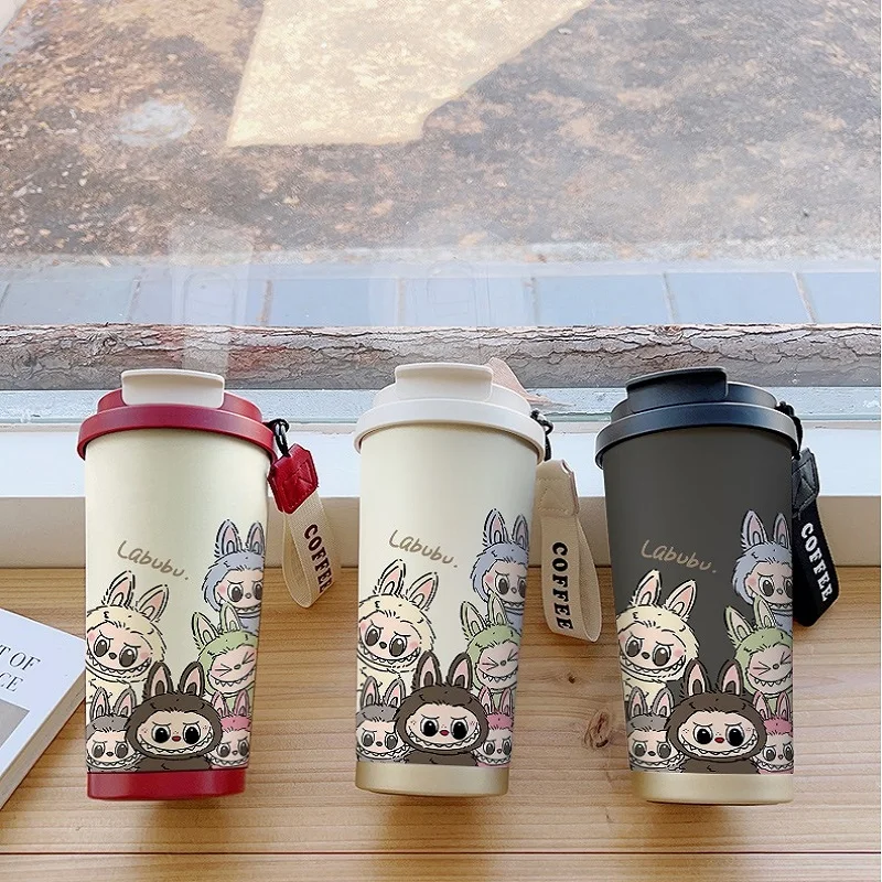 

New labubu 530ml 316stainless steel insulated cup with straw and lid coffee mug large capacity car cup