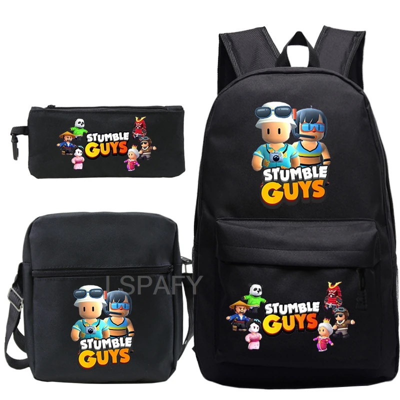 Stumble Guys Backpack 3pcs Portable Rucksack Children Cartoon School Bags Boys Girls Bookbag kids Casual Backpacks