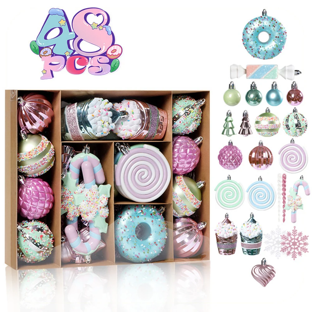 

48/70PCS Mix Cute Candy Ice Cream Cone Christmas Ornaments Kit Christmas Tree Hanging Decorations Gifts Navidad Natal